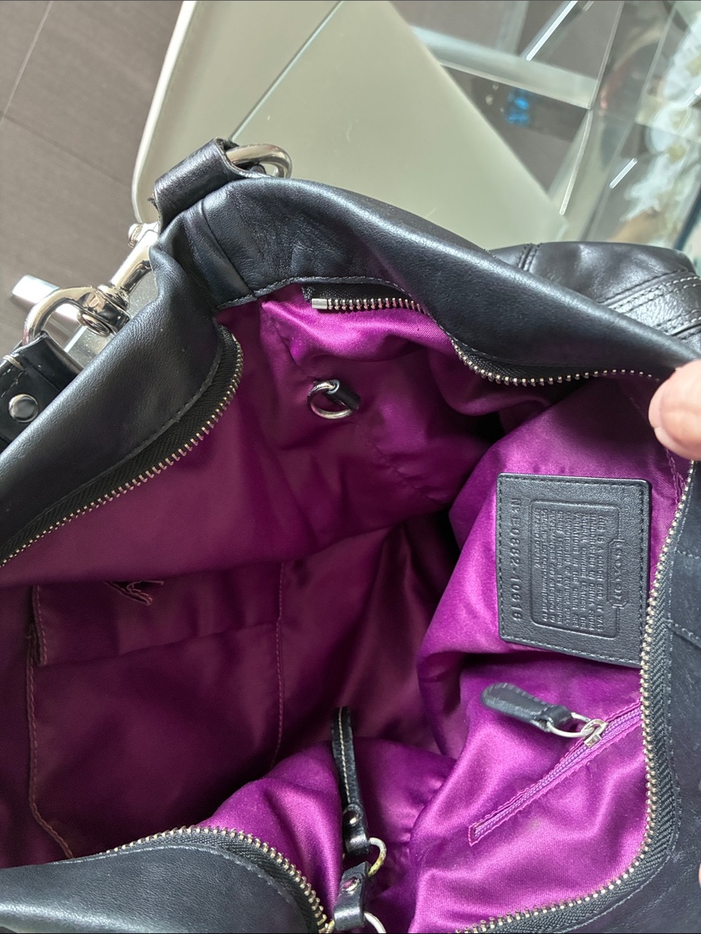 Coach Black Leather Hobo Shoulder Bag - Picture 6 of 7